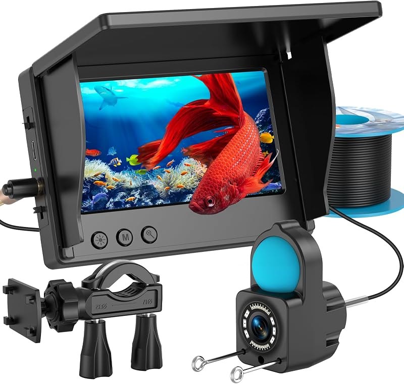 Underwater Fishing Camera TMACTIME 1080P HD, Portable Fish Finder with 4.3" LCD Display & Infrared Night Vision Light