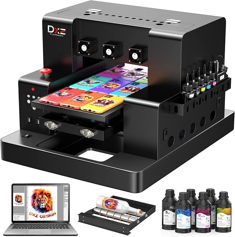 DXZ Upgraded A3 UV Printer with L805 6-Color Printhead, Vacuum Platform & White Ink System — best printers work light