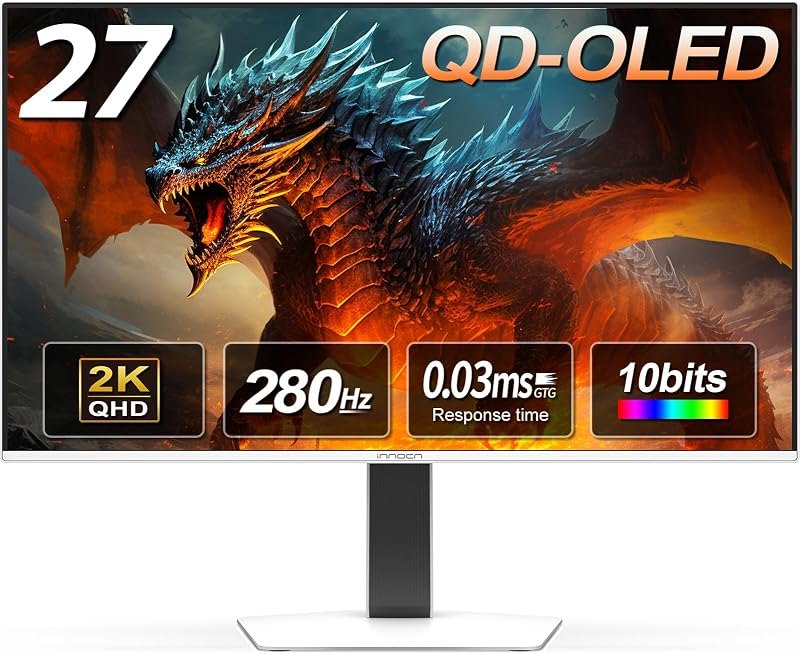 INNOCN 27" QD-OLED 2K QHD 2560 x 1440P 280Hz 240Hz PC Computer Gaming Console Monitor, 0.03ms, HDR400, HDMI