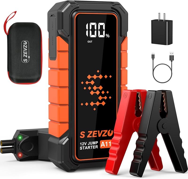 S ZEVZO A11 Jump Starter, Upgraded 5000A Car Battery Jumper Starter Portable (10.0L Gas & 7.0L Diesel Engines) with