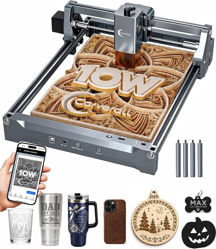K15 Pro Laser Engraver 10W-Laser Engraving Machine for Coated Metal Wood Acrylic Glass Stone, Near A4 Work Area
