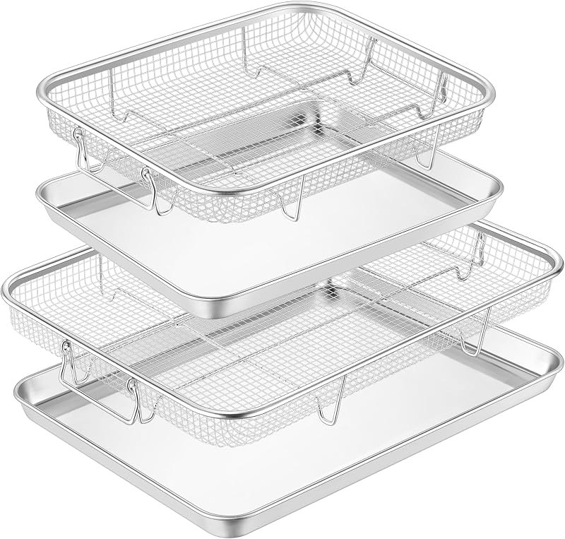 TeamFar Air Fryer Basket for Oven, 16"x12" & 12.5"x9.6" Air Fryer Basket — air fryer rack for air fryer rack