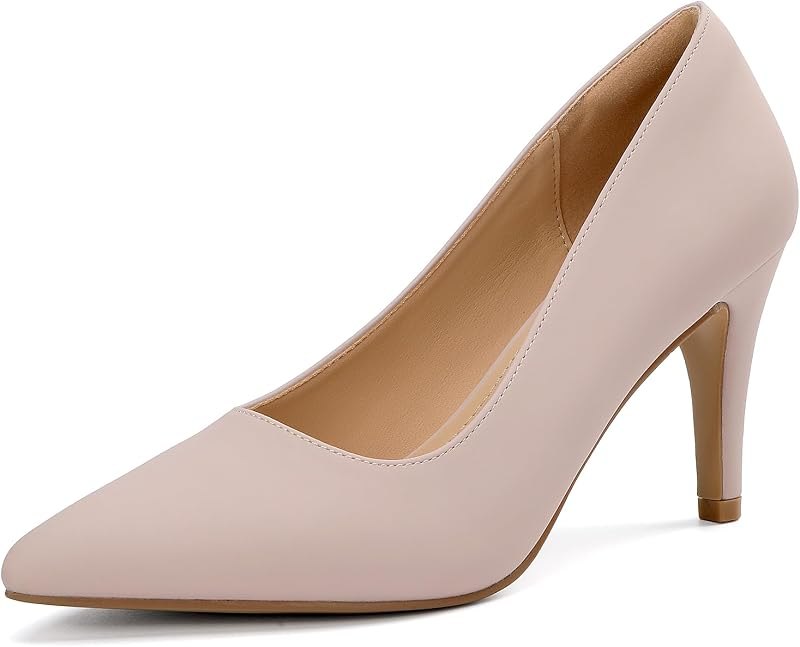Women's Closed Toe Heels Dress Pointed Toe Pump Shoes — heels nude pumps for heels nude pumps