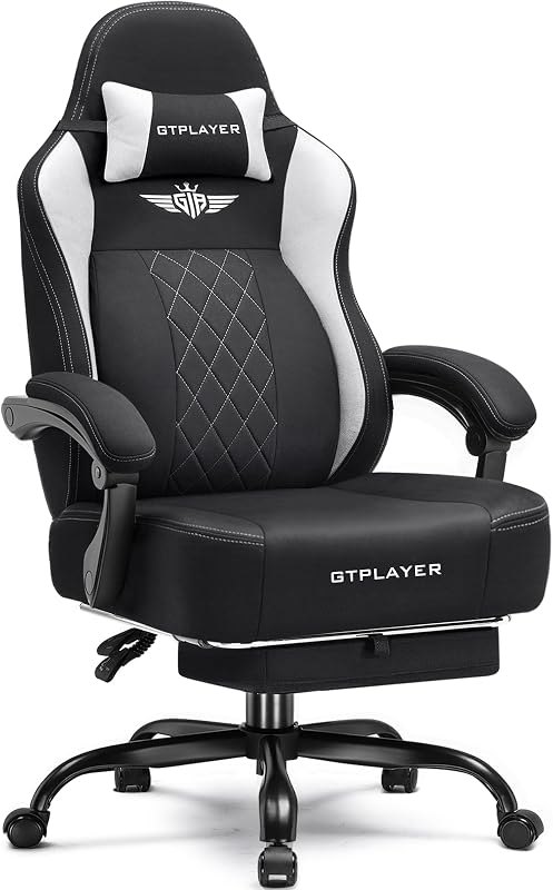 GTPLAYER Big and Tall Gaming Chair Breathable Fabric Computer Chair with Strong Lumbar Support, Comfortable Office