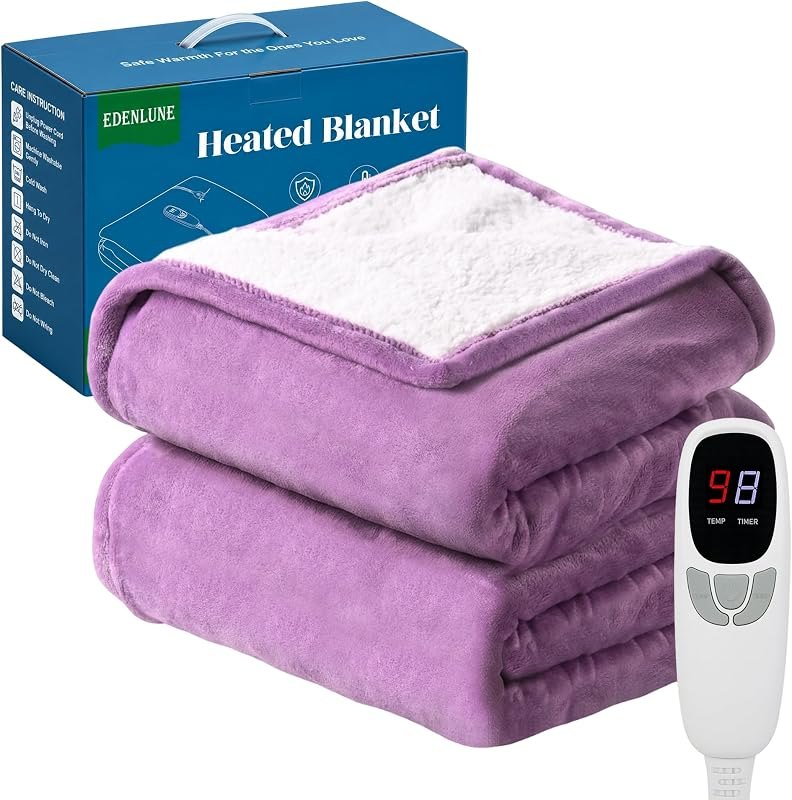 Heated Blanket Throw Electric Blanket 50''x60'' Heating Blanket with 9 Heating Levels 10 Timer Modes Auto-Off Fast
