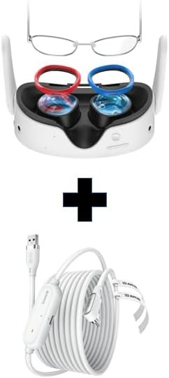AMVR Glasses Spacer Compatible with Oculus Quest 3S/Quest 2/Rift S & AMVR 16FT(5M) Charging Link Cable Accessories