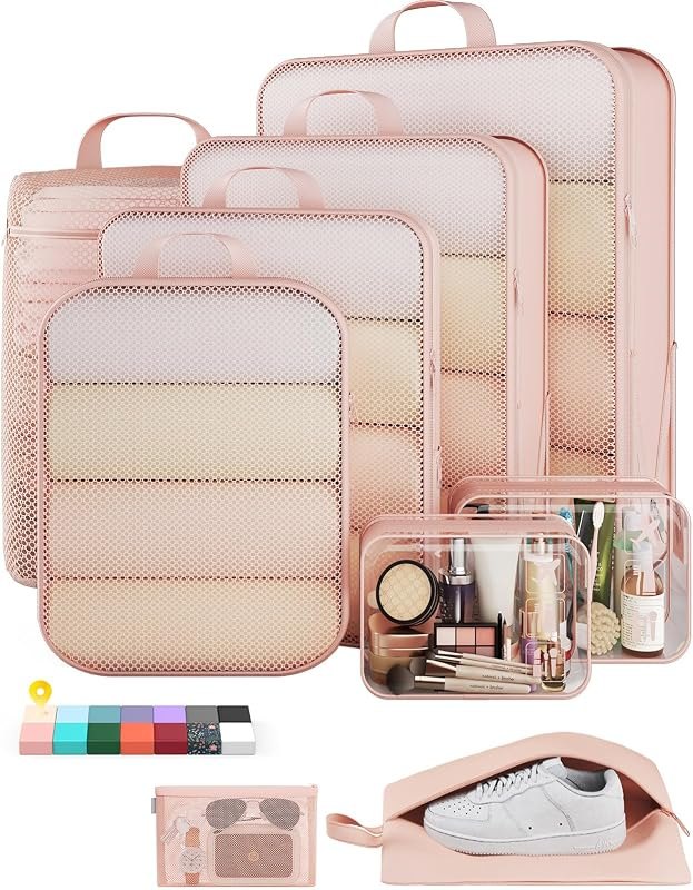 9/11 Set Compression Packing Cubes for Cruise Travel Essentials,Compressible Expandable Luggage Suitcase Organizer