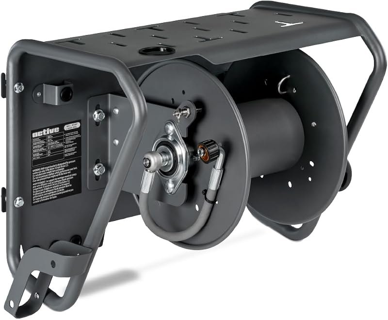 Active 100' Pressure Washer Hose Reel, 3/8" & 5/16" Lines, Wall Mount — best pressure wall mount for pressure wall mount