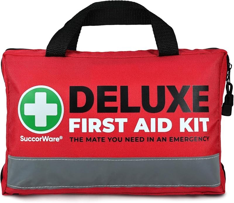 SuccorWare 380 Pieces Deluxe First Aid Kit Compact Trauma Medical Kits with Assorted Bandages, Instant Cold Pack