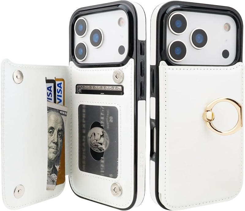 ONETOP for iPhone 18/17 Pro Wallet Case with Credit Card Holder,White — wallet case for iphone pro max case
