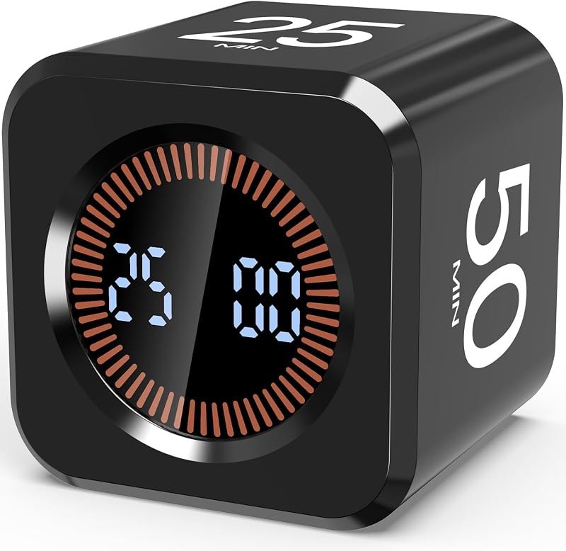 Digital Pomodoro Timer Cube 5/10/25/50min Preset, Silent & Sound Alarm — Amazon devices that increase product for