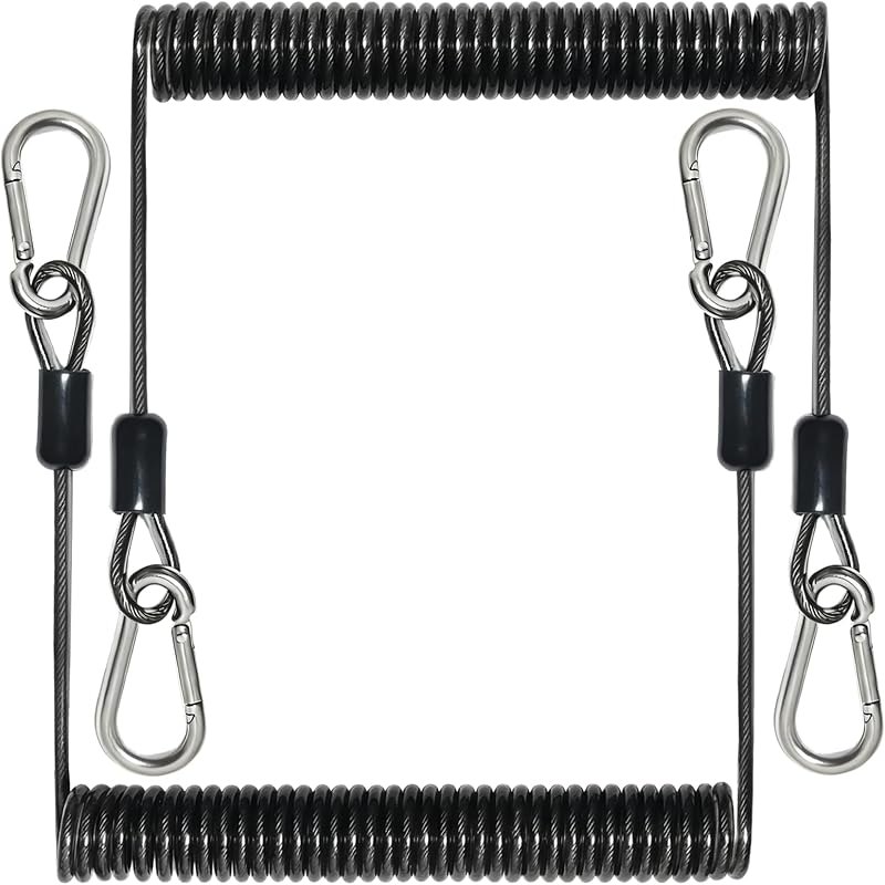 Pristis 2 pcs Retractable Coiled Lanyards, Kayak Paddle Leash, Rod Saver — kayak paddle leashes for kayak pfds
