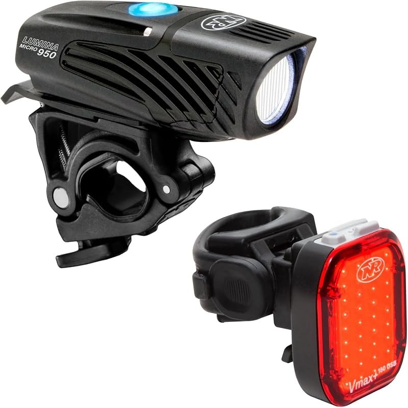NiteRider Lumina Micro 950 Front Bike Light/Vmax+ 180 Rear Bike Light Combo Pack - USB Rechargeable Water-Resistant
