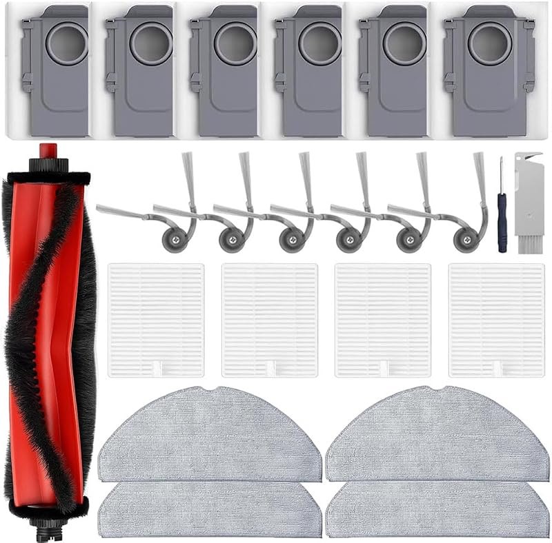 24 Pcs Accessories Kit for Roborock Q7 M5+,Q7 L5+ Robot Vacuum Cleaner, 1 Main Brush 4 Filters 4 mop Pads 6 Side