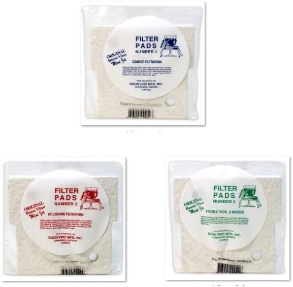 MINI Jet Filters Wine Filter Pad Set of All Three Grades for MiniJet (Multi 3 Pack #1, #2, #3) Coarse, Medium and