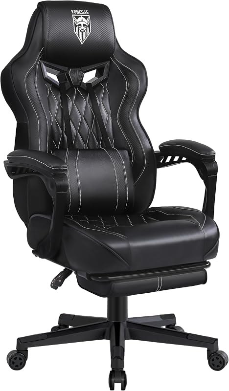Vonesse Gaming Chair, Computer Office Chair with Footrest, Reclining Gaming Chairs for Adults, Big and Tall Ergonomic