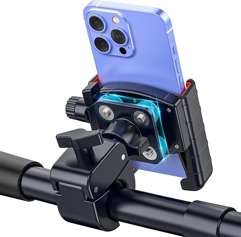 3rd Gen Shockproof Bike Phone Holder, Anti Vibration Motorcycle Phone Mount with Secure Lock, Universal Handlebar