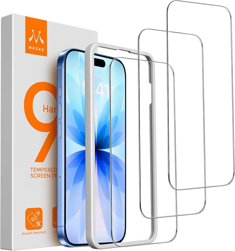 Mkeke 3 Pack Screen Protector for iPhone 17 6.3" [9H+ Tempered Glass] — screen protector for iphone screen protector