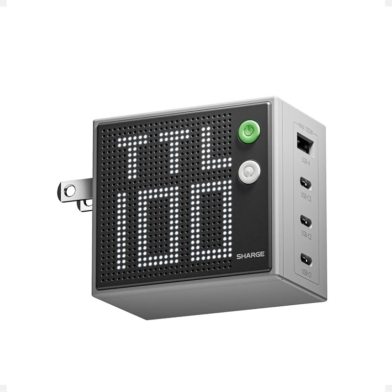 SHARGE 100W 4-Port GaN Charger, USB C Laptop Charger Block with Display — 100W GaN charger for 100w gan charger
