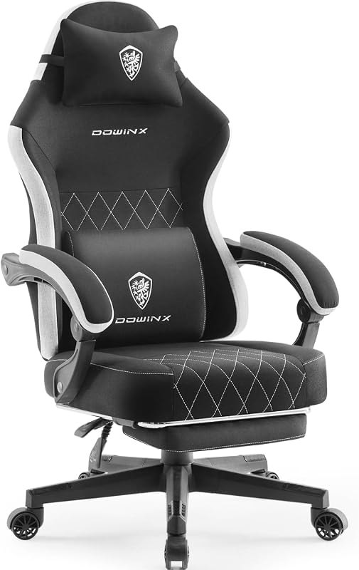 Dowinx Gaming Chair, Fabric Gaming Chairs for Adults with Pocket Spring Cushions and Lumbar Support, Ergonomic Massage