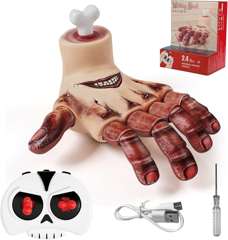 Halloween Animatronic Crawling Wednesday Thing Hand with Creepy Sound & Light Effect, Wednesday Halloween Decorations