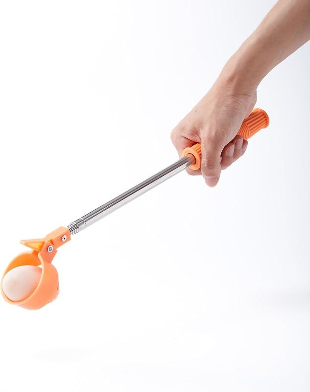 Long Handle Egg Grabber for Chicken Coops, Stainless Steel Picker — chicken egg skelter for rollaway nest box