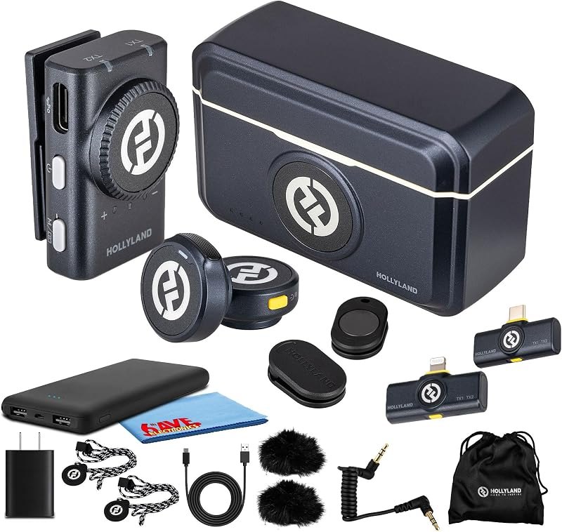 Hollyland Lark M2 Duo Wireless Lavalier Microphone System for Camera/iPhone/Android/Laptop 2-Person, 2.4GHz Clip-On