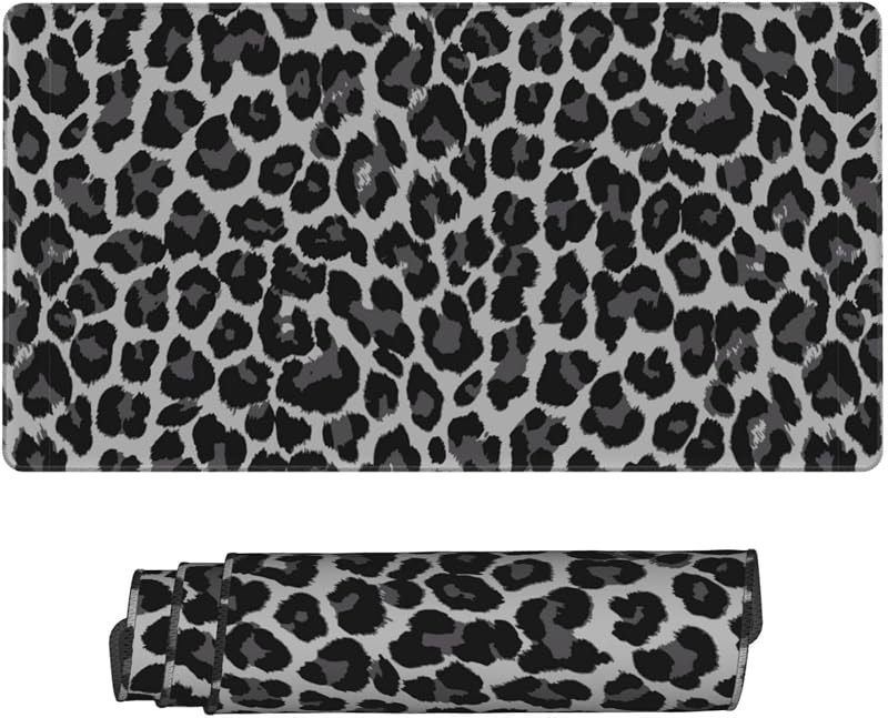Leopard Skin Pattern Large Extended Mouse Pads XL Mousepad with Stitched Edges Non-Slip Rubber Base Computer Keyboard