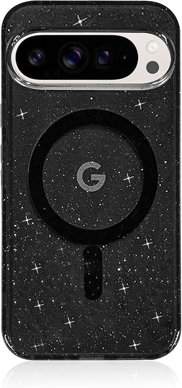 for Google Pixel 10/10 Pro Case Magnetic Translucent Compatible with MagSafe Crystal Glitter Sparkly Protective Phone