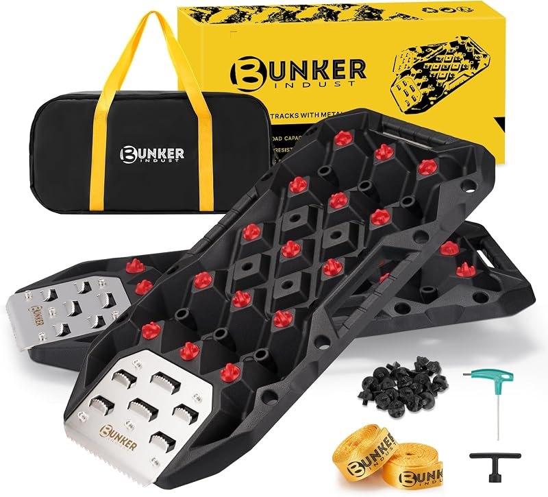 BUNKER INDUST Offroad Traction Boards with Jack Base, Pair Portable Recovery Track Tire Traction Mat - Black