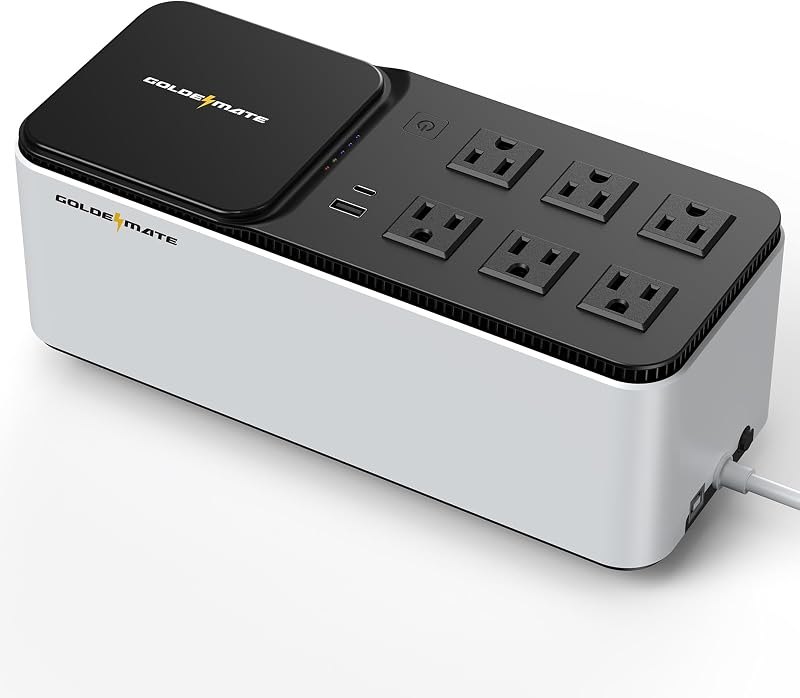 GOLDENMATE 600VA/360W Lithium UPS Battery Backup and Surge Protector — best desktop battery backup for desktop battery