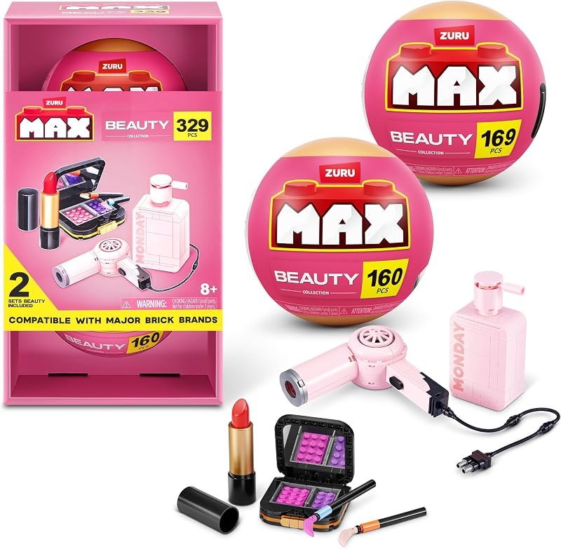 MAX Build More Premium Beauty Collection 2 Pack (Lip and Face Makeup Kit & Hair Dryer & Monday Shampoo) by ZURU —