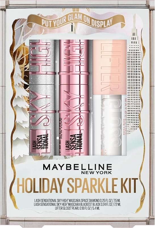 Maybelline Lash Sensational Holiday Makeup Kit, Includes Full-Size Sky High Mascara, Lash Sensational Glitter Mascara