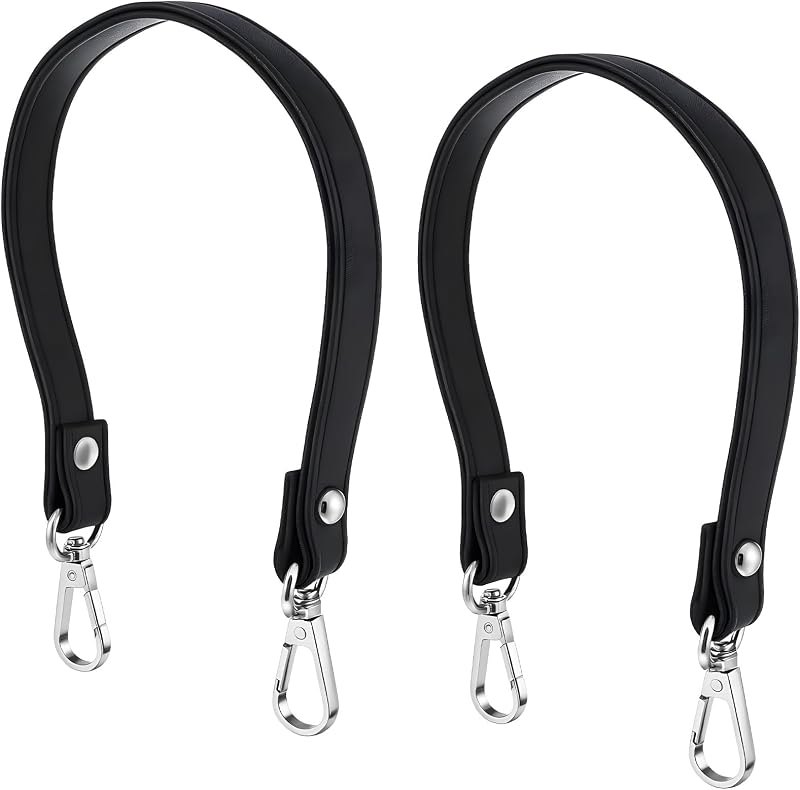 2PCS Black Purses Leather Replacement Handles Straps, Black Leather Purse Straps, Sewing Canvas Replacement Handbag