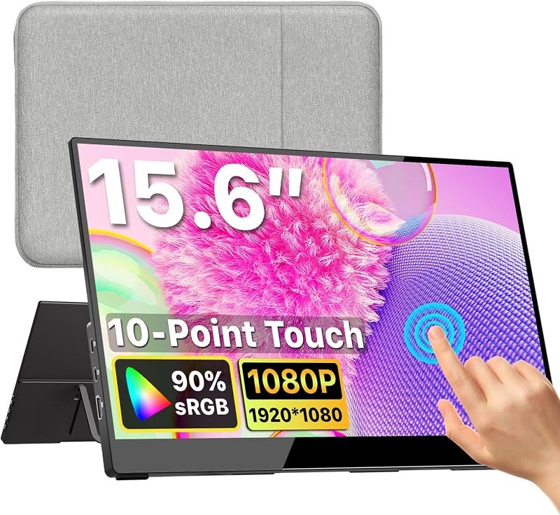 Portable Monitor for Laptop MacBook Surface PC Xbox PS5, Travel Monitor Second Screen for Laptop, HDMI USB-C VESA