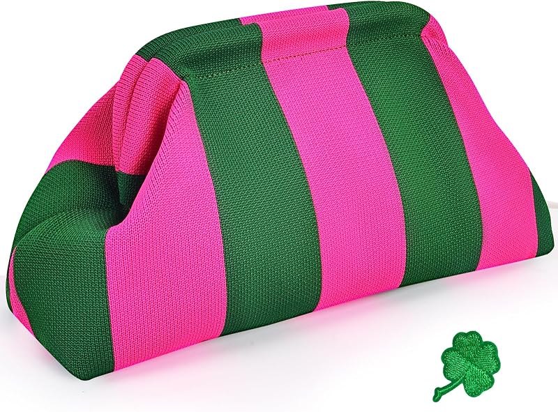Woven Clutch Purses for Women, Summer Beach Crochet Striped Dumpling Bag Evening Handbag, mahjong bag Dumpling Bags —