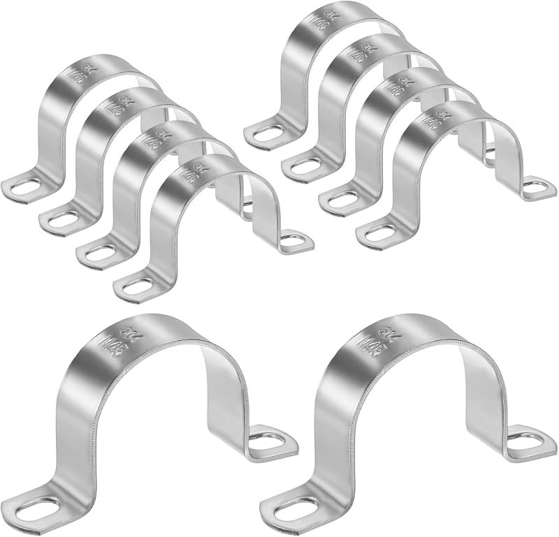 M METERXITY 10-Pack Conduit Clamps, 1-3/4" 304 Stainless Steel Rigid Pipe Strap M45 U Bracket Pipe Clamps with 2 Holes