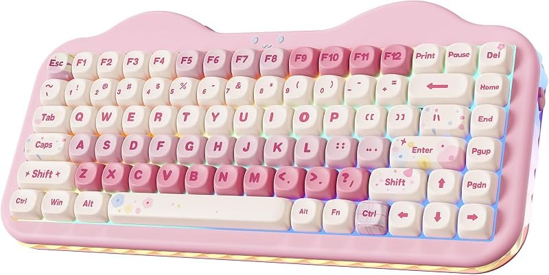 YUNZII C75 Cute 75% Wireless Mechanical Keyboard (Pink, Candy Switch) — best mechanical low-profile keyboard for