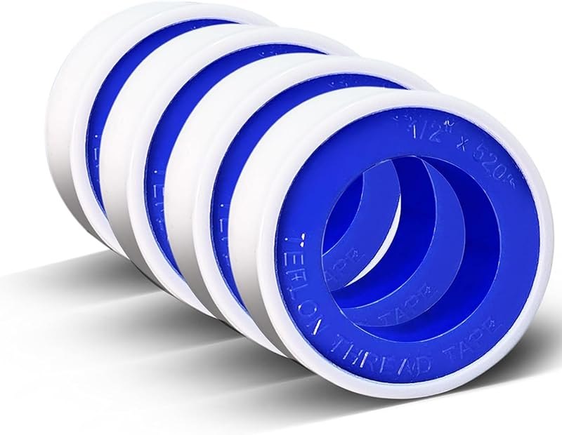 4 Rolls 1/2 Inch(W) X 520 Inches(L) Teflon Tape PTFE Thread Sealant Plumbers Tape for Seal Water Pipe, Shower