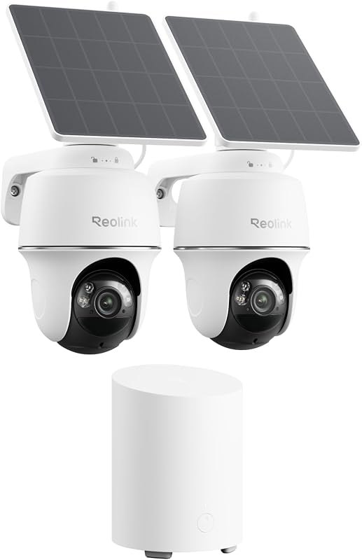 REOLINK 360° PT Solar Security Cameras Wireless Outdoor System 2 Pack — 360 Degree Cameras that store your m for 360