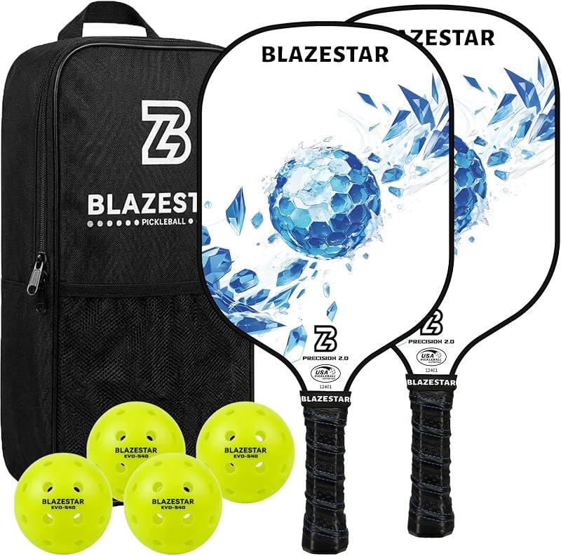 Pickleball Paddles Set of 2, USAPA Approved, Fiberglass Rackets