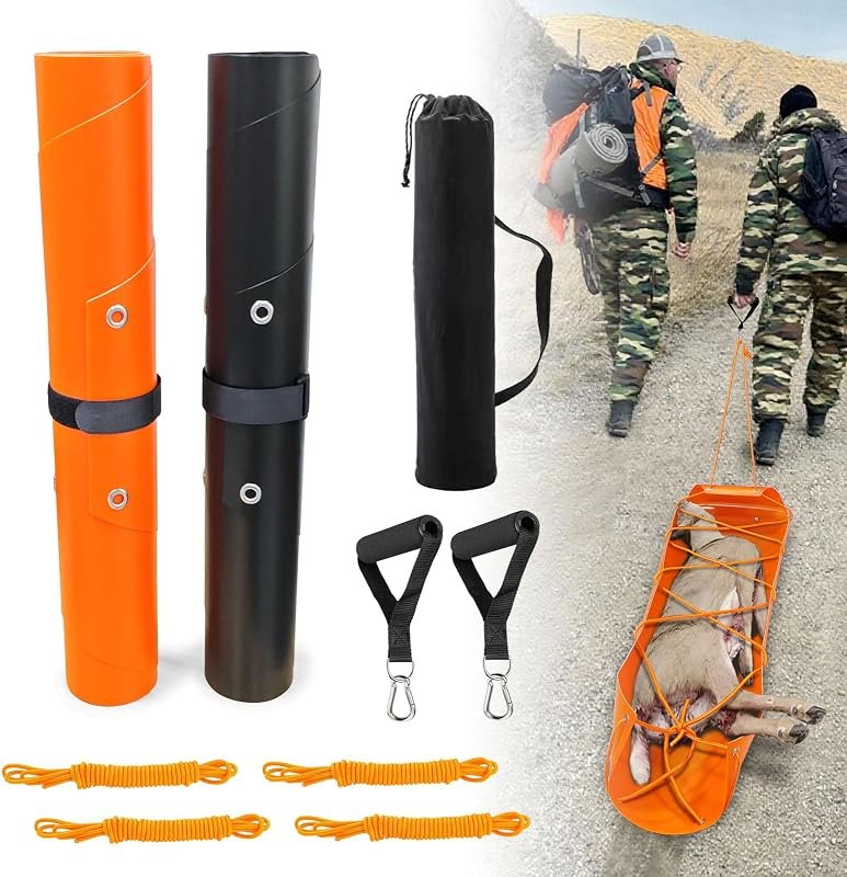 2-Pack Deer Drag Sled - Heavy-Duty 600D PVC Tear-Resistant Hunting Mats, Portable 73" x 22.8" Game Hauler with Ropes