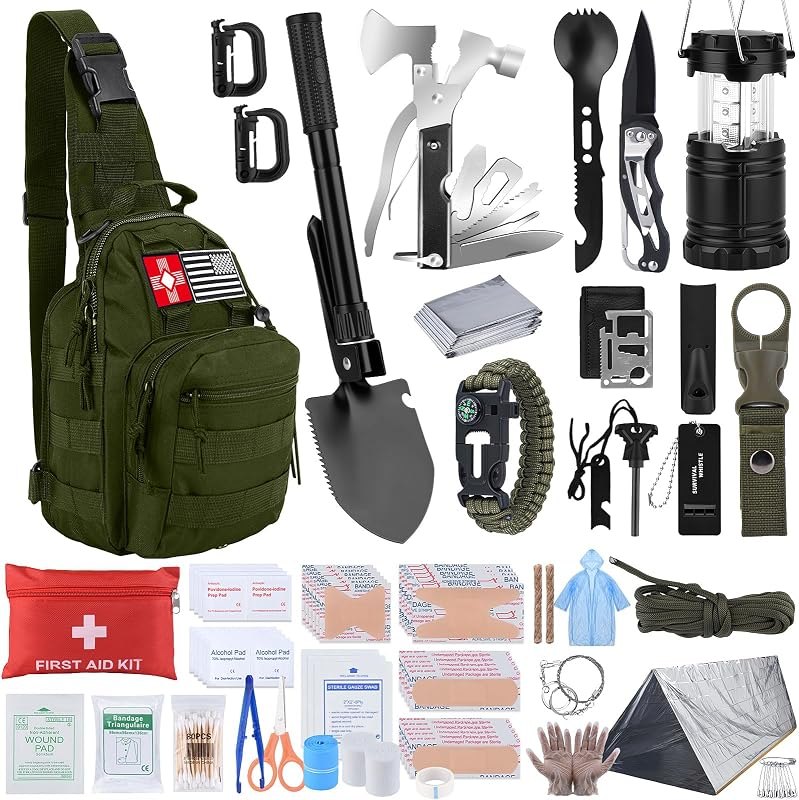 Survival Kit, Gifts for Fathers Day Men, Women, 251pcs Emergency Survival Gear and Supplies Equipment, First Aid Kit