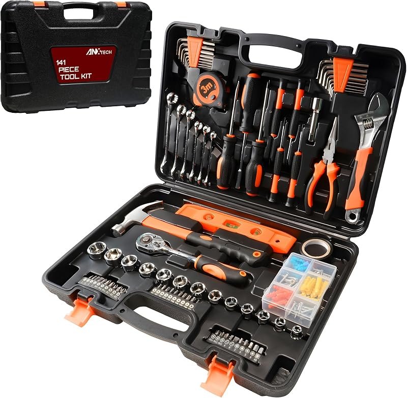 Home Repair Tool Kit 141 Piece Basic Tool Set for Men Car Mechanic — Hand tools and garage bits worth buy for hand