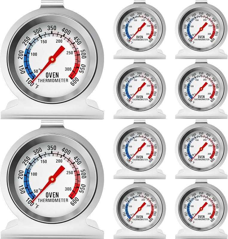 10 Pack Oven Thermometer 50-300°C/100-600°F Stainless Steel Oven Thermometers with Large Dial, Oven Temperature Gauge