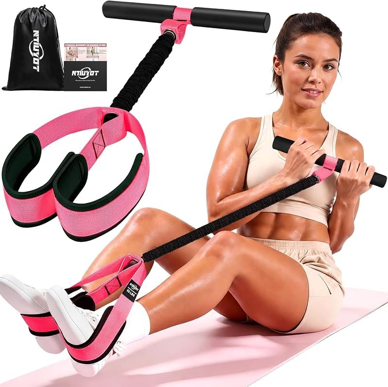 Pedal Resistance Band with Handle, Upgraded Durable Thickened Latex Tubes and Soft Foam Fabric Foot Pedal, Sit Up