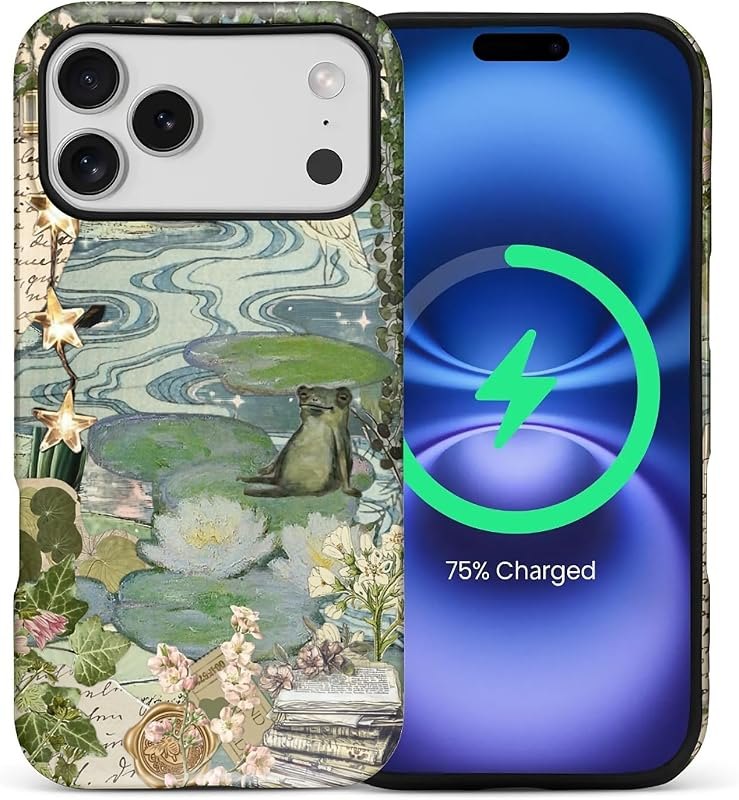 Case for iPhone 17 Pro Max,Compatible with MagSafe,Aesthetic Frog Pond Splice Magentic Hybrid 2 Layer Protective