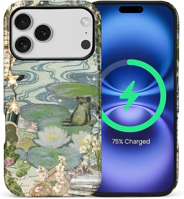 Case for iPhone 17 Pro,Compatible with MagSafe,Aesthetic Frog Pond Splice Magentic Hybrid 2 Layer Protective