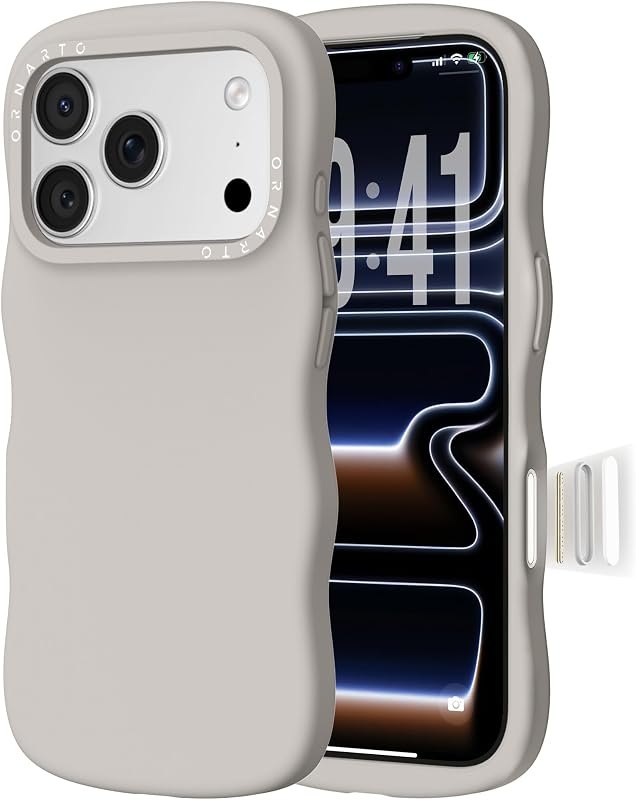 ORNARTO for iPhone 17 Pro Case, Wavy Liquid Silicone, Stone Gray — case for iphone pro accessories
