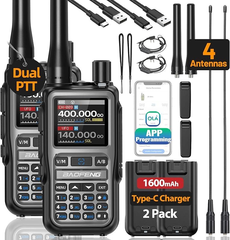 Baofeng Radio UV-5R Mini Ham Radio Long Range Handheld Two Way Radio NOAA Weather Radio Rechargeable Walkie Talkies